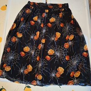 Modcloth Black Skirt with Orange Floral Web Design